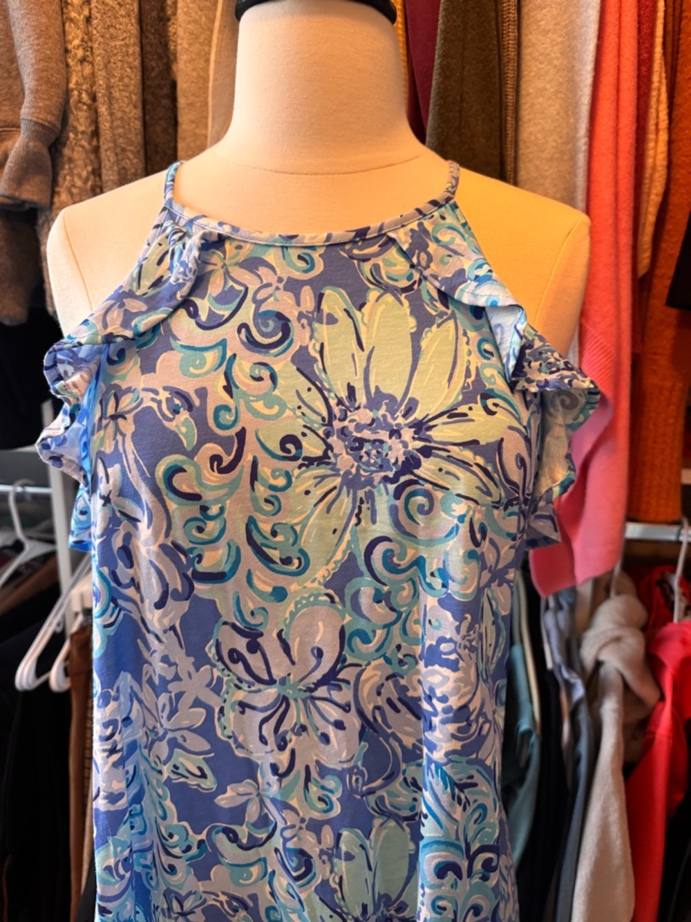 Lilly Pulitzer Blue & Aqua Floral Cold-Shoulder Dress